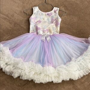 Sz 6x / 7 EUC POPATU Floral Butterfly Tulle Twirl Dress